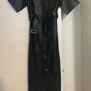 Black leather dress